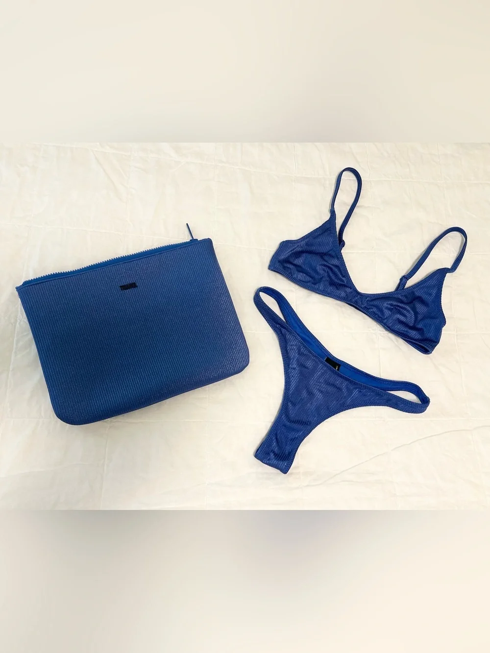 TRIANGL // Sparkle Blue Bikini Set with Matching Zip Pouch